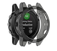 EPANO Protection Case For Garmin Fenix 7 7X 6 6S 6X Pro Smart Watch Protector Frame Soft Crystal Clear TPU Case Cover For 5 5S 5X Plus (Color : Black, Size : For Fenix 5X 5X Plus)