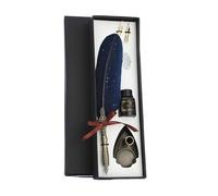 EPANO Retro Calligraphy Feather Dip Pen with 2 Nib Quill Fountain Writing Stationery(Blue)
