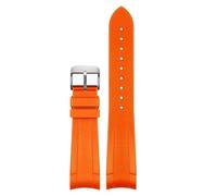 EPANO Rubber Watchband For Tudor Black Bay GMT Watch Strap Curved End Folding Buckle Black Blue Red 22mm Wrist Band(Orange-SR pin)