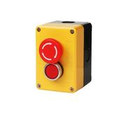 EPANO Waterproof Two Position Push Button Switch With Control Yellow Plastic Box Plastic NO NC Momentary Reset Electric Use(Emergency stop-01)