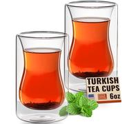 Eparé Turkish Tea Cups - Set of Two - Double-Walled Glass Tea Cup - Coffee Mug - Espresso - Cappuccino Beverages Cup