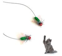 Epargnaro Feather Cat Toy Attachments - 2 Pcs Handmade Simulation Insects Natural Small Flies - Cat Toy Wand Refills - Mini Insects Cat Lures Wand Attachment Replacement for Kitty Kitten Indoor