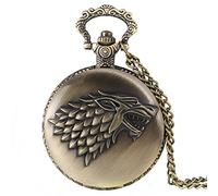 EPASHA Pocket Watch,Pocket Watch Antique Grey/Bronze Wolf Design Quartz Necklace Pocket Watch Souvenir Pendant Watches Unique Gifts Unisex Fob Clock (Color : Gray) (Color : Bronze)