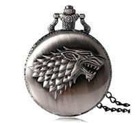 EPASHA Pocket Watch,Pocket Watch Antique Grey/Bronze Wolf Design Quartz Necklace Pocket Watch Souvenir Pendant Watches Unique Gifts Unisex Fob Clock (Color : Gray) (Color : Grey)