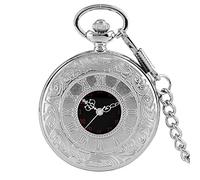 EPASHA Pocket Watch,Pocket Watch Black Numerals Quartz Pocket Watch Men Women Black Hollow Case Vintage Pendant Necklace Best Gifts for Men Women (Color : Gold 80cm Chain) (Color : Silver 30cn Chain)