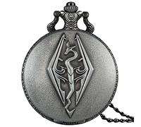 EPASHA Pocket Watch,Pocket Watch Retro Bronze 3D Dragon Design Quartz Pocket Watch with Necklace Chain for Boys Pendant Gifts (Color : Bronze) (Color : Retro Gray)