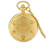 EPASHA Pocket Watch,Pocket Watch Retro Bronze Clock Lightning Glasses Quartz Pocket Watch Necklace Flash Glasses Graphic Pendant Chain Art Antique Gifts (Color : Gold) (Color : Gold)