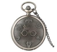 EPASHA Pocket Watch,Pocket Watch Retro Bronze Clock Lightning Glasses Quartz Pocket Watch Necklace Flash Glasses Graphic Pendant Chain Art Antique Gifts (Color : Gold) (Color : Retro Silver)