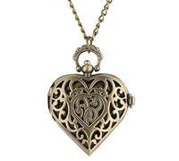 EPASHA Pocket Watch,Pocket Watch Romantic Heart Shape Quartz Pocket Watch Necklace Pendant Chain Ladies Watch Souvenir Gifts for Girls Women (Color : Black) (Color : Bronze)