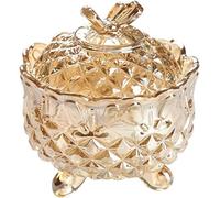 EPASHA Sugar bowl,Crystal Glass Storage Jar With Lid, Table DecorationJewellery Jar, Candy Bowl For Christmas Wedding Valentines Gift -amber-Glass (Color : Amber)