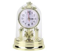 EPASHA Vintage European Style Silent Mantel Clock with Dome Glass Cover, Battery Operated, Antique Table Clock for Living Room, Bedroom, Office, 11 x 17 cm, Gold