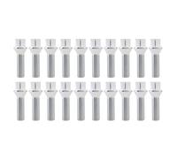 ePathChina 20pcs M14x1.5 Extended Wheel Bolts - 38mm Thread, 65mm Total Length, Cone Seat - Compatible with BMW, Mercedes-Benz, Audi, VW - Silver Carbon Steel Lug Nut Set