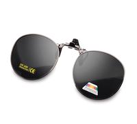 Epavouos Polarised Clip-On Sunglasses UV400 Anti-Glare Lenses with Metal Frame Round Design Unisex, black, 50 mm