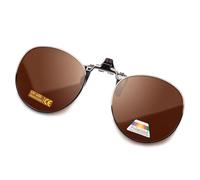 Epavouos Polarised Clip-On Sunglasses UV400 Anti-Glare Lenses with Metal Frame Round Design Unisex, brown, 52 mm
