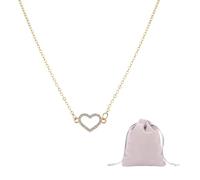 EPCDBBRT 1 Heart-Set Diamond Necklace and 1 Jewelry Bag, Retro Simple Necklace, Glitter Necklace, Elegant Necklace, Women's Jewelry