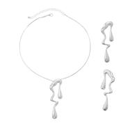EPCDBBRT 1 Pair of Silver Drop Earrings, 1 Adjustable Necklace, Jewelry Set, Women's Clothing Accessories, Silver Matching Decoration, Fashionable Personalized Jewelry