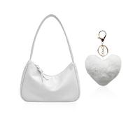EPCDBBRT 1 Underarm Bag, 1 Pendant, Women'S White Crossbody Bag, Underarm Shoulder Bag, White Leather Clutch Bag, Women'S Travel Crossbody Bag