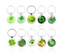 EPCDBBRT 10 Pieces Four Leaf Clover Keychain, Green Pendant, Portable, Metal