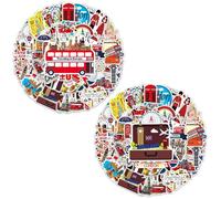EPCDBBRT 100 British Landscape Stickers, Multi-Color, Traditional Style, Waterproof PVC Self-Adhesive, Suitable for Plastic, Cloth, Metal Surfaces