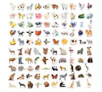 EPCDBBRT 100 Farm Animal Stickers, Self-Adhesive, Waterproof, Multicolor, Modern, Animal Print, PVC Self-Adhesive, Suitable for Indoor Use, Decorate Glass, Plastic, Metal, Wood, Walls, Scrapbook