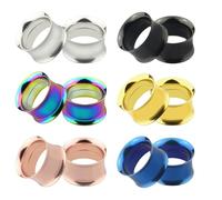 EPCDBBRT 12 Piece Ear Expansion Rings, Colorful Ear Expanders, Dual Flared Ear Expanders, Human Piercing Ear Expanders, Metal Threaded Ear Lobe Expanders, Ear Stretching Kits