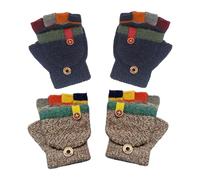 EPCDBBRT 2 Pairs Of Children'S Color Block Gloves, Warm Gloves, Children'S Knitted Gloves, Half Finger Gloves, Cute Children'S Gloves, Soft Gloves