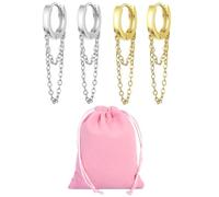 EPCDBBRT 2 Pairs of Double Chain Earrings and 1 Velvet Bag, Fashionable Simple Earrings, Creative Style Earrings, Pendant Earrings, Women's Earrings
