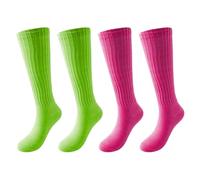 EPCDBBRT 2 Pairs Of Women'S Casual Socks, Women'S Knitted Socks, Women'S Elastic Socks, Dress-Up Neon Socks, 80S Women'S Socks (45 * 22 * 9Cm)