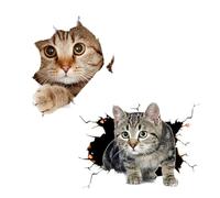 EPCDBBRT 2 Pieces 3D Kitten Car Stickers, Cute Cartoon Animal Stickers, Scratch Blocking & Decorative, Gray & Orange, Waterproof, Adhesive Tape