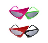 EPCDBBRT 2 Pieces Asymmetrical Contrasting Color Funny Glasses, Rose Red + Green, Red + Black, Retro, Multicolor, Party, Music Festivals, Bars, Dance Parties