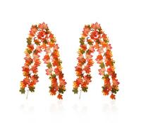 EPCDBBRT 2 Pieces Autumn Leaf Garland, Decorative Artificial Plants, Autumn Home Decoration, Autumn Hanging Plant Garland, Suitable For Home, Wall, Doorway, Fireplace Decoration (175Cm)