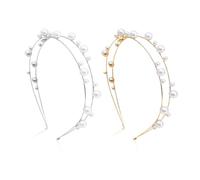 EPCDBBRT 2 Pieces Double Layer Pearl Headbands, Gold & Silver, 12.5Cm, Elegant Hair Accessories