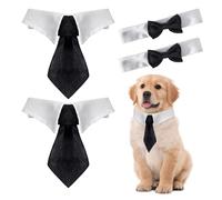EPCDBBRT 2 Pieces Of Black Bows, 2 Pieces Of Solid Black Ties, Pet Bow Tie Collars, Clothes For Dogs And Cats, Formal Wear Ties, Pet Party Clothing Accessories