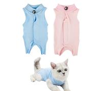 EPCDBBRT 2 Pieces Of Cat Sterilization Clothing, Postoperative Cat Onesie, Anti-Licking Clothing For Pets, Cat Recovery Clothing, Suitable For Postoperative Abdominal Wound Skin Diseases