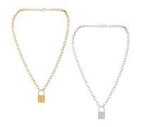 EPCDBBRT 2 Pieces of Lock Necklaces, Fashionable Jewelry, Creative Necklaces, Pendant Necklaces, Stainless Steel Necklaces, Punk Necklaces