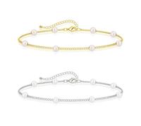 EPCDBBRT 2 Pieces of Pearl Bracelets for Women, Elegant Bracelets, Fashionable and Versatile Bracelets, Simple Bracelets, Clothing Accessories