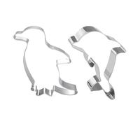 EPCDBBRT 2 Pieces Sea Life Cake Molds, Dolphin & Penguin Cookie Cutters, Non-Stick