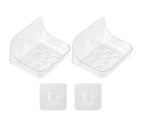 EPCDBBRT 2 Pieces Shower Soap Holder, Shower Soap Dish, Bathroom Soap Holder, Bathroom Wall Storage Rack, Self-Adhesive Wall-Mounted Soap Holder (12 * 9.3 * 8.2Cm, Transparent)