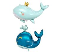 EPCDBBRT 2 Pieces Whale Balloons, Sea Animal Balloons, Mint Green, Dark Blue, 93*71Cm, 80*74Cm, Children'S Shower, Beach Party Decorations