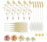 EPCDBBRT 28 Pieces Flower Inserts, Egg Birthday Cake Decoration, Cake Flower Decoration, Cake Topper Decoration, Suitable For Parties, Get-Togethers, Weddings