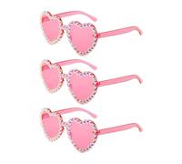 EPCDBBRT 3 Pieces Of Heart-Shaped Glasses, Creative Party Glasses, Women'S Glasses, Rimless Sunglasses, Heart-Shaped Glasses With Rhinestones, Decorative Glasses, Clothing Accessories