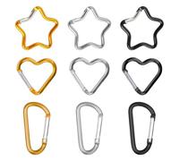 EPCDBBRT 3 Pieces Star, Heart & D-Shaped Aluminum Alloy Carabiners, Backpack Hooks, Keychains, Outdoor Accessories