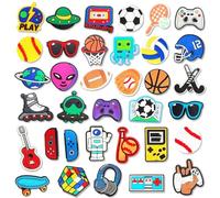 EPCDBBRT 35-Piece Sports & Game Shoe Accessory Set, Crocodile Charms for Children & Boys, Football & Basketball Themes