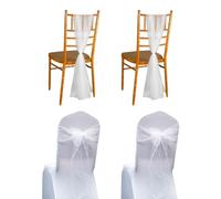 EPCDBBRT 4 Pieces Chair Back White Gauze Decoration, Polyester Chair Gauze Belt, Chair Gauze Fabric Belt, Chair Wedding Decoration Gauze, Bride And Groom Wedding Decoration