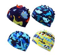EPCDBBRT 4 Pieces Children's Swimming Caps, Cute Cartoon Design, Nylon Material, Unisex-Kids, Multicolor, SWIM_CAP