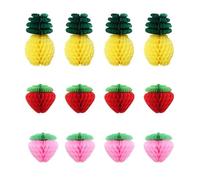 EPCDBBRT 4 Pineapple & 8 Strawberry Fruit Decorations, Tropical Party Decorations, Summer Occasion