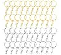 EPCDBBRT 40 Pieces Key Ring Hanging Chain, Diy Jewelry Accessories, Metal Key Chain, Key Ring Hanging Chain For Crafts, Open Key Ring
