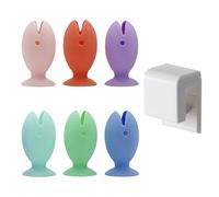 EPCDBBRT 6-Piece Fish-Shaped Toothbrush Protective Caps (Multicolor) with 1 Nail-Free Toothpaste Holder (White)
