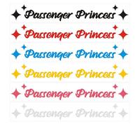 EPCDBBRT 6 Pieces Car Mirror Stickers, Princess 'Passenger Princess' Decorative Stickers, Multicolor Vinyl Plastic, Suitable for Glass Surface, Whimsical Style, Outdoor Use