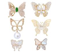 EPCDBBRT 6 Pieces of Butterfly Brooches, High-End Brooches, Anti-Exposure Brooches, Sewing-Free Shirt Buttons, Versatile Pins